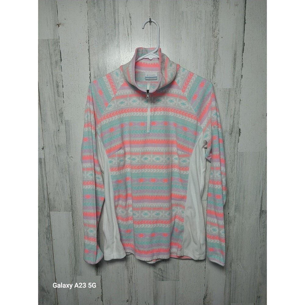 Columbia Women's 1/4 Zip Fleece Aztec Print Pullover Size XL
